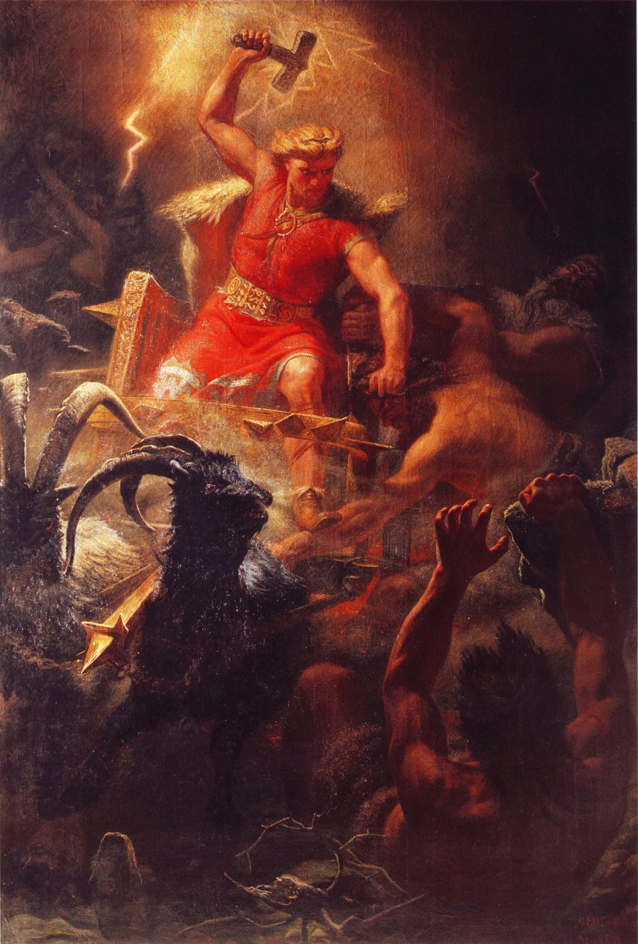 Thor's Battle Against the Jötnar (1872) by Mårten Eskil Winge